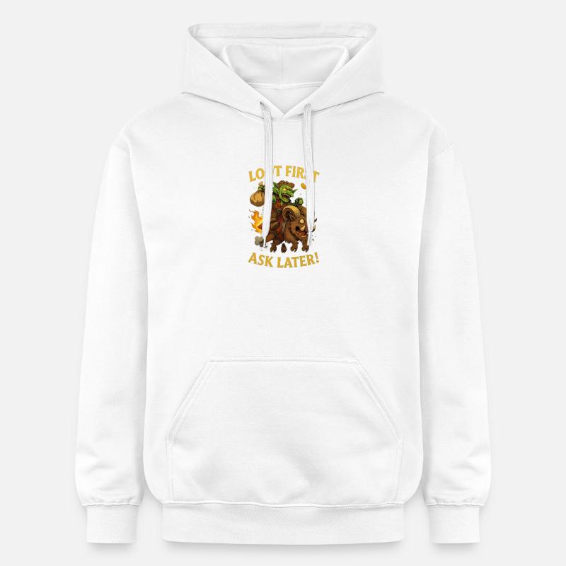 D’abord le butin, demande ensuite - Sweat à capuche Softstyle® Gildan Unisexe - blanc