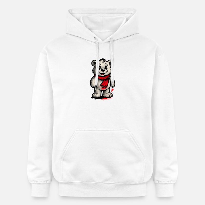 Ours en peaux avec écharpe rouge - Sweat à capuche Softstyle® Gildan Unisexe - blanc