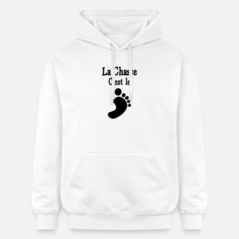 La chasse c’est le pied - Sweat à capuche Softstyle® Gildan Unisexe - blanc