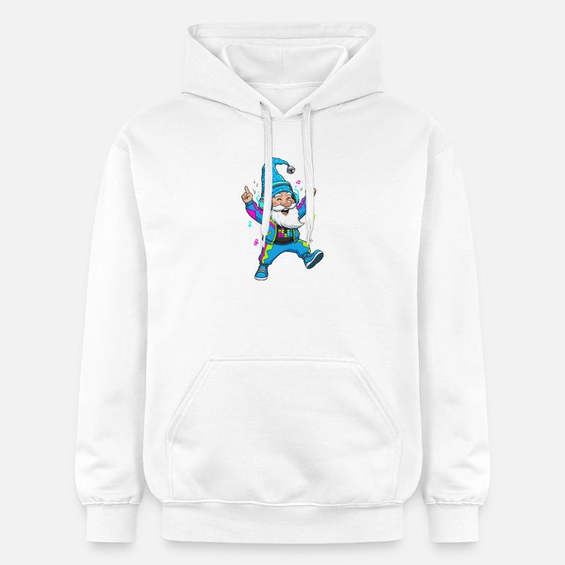 Nain techno avec un casque - Sweat à capuche Softstyle® Gildan Unisexe - blanc