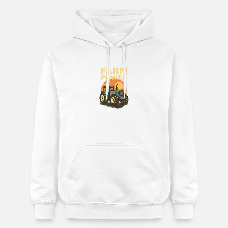 Tracteur et Coucher de soleil - Sweat à capuche Softstyle® Gildan Unisexe - blanc