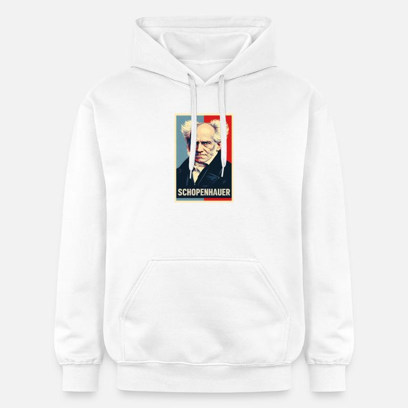 Portrait pop art d’Arthur Schopenhauer - Sweat à capuche Softstyle® Gildan Unisexe - blanc