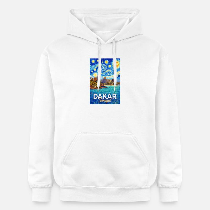 Dakar, Sénégal, Côte du ciel étoilé - Sweat à capuche Softstyle® Gildan Unisexe - blanc