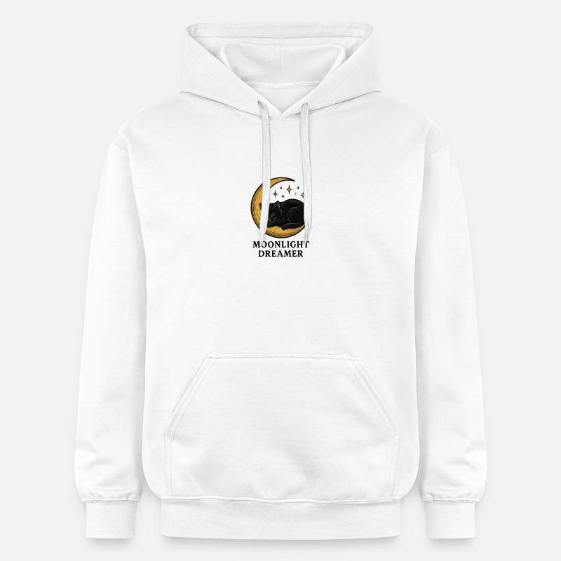 Chat Rêveur au Clair de Lune - Sweat à capuche Softstyle® Gildan Unisexe - blanc