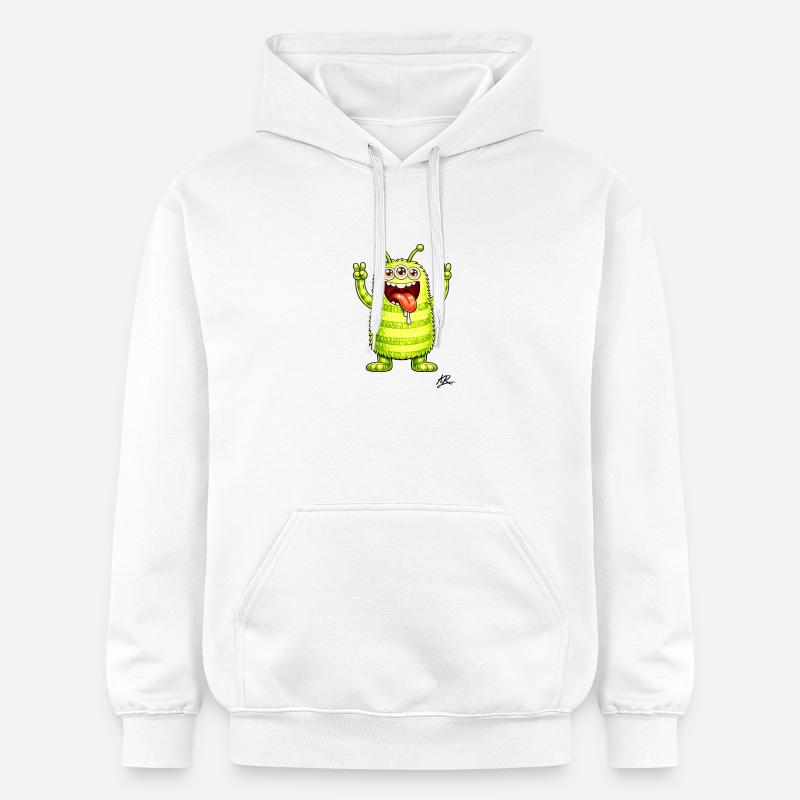Monstre lime fluo à poils - Sweat à capuche Softstyle® Gildan Unisexe - blanc