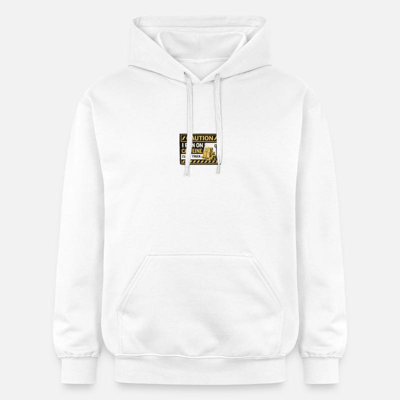 Caffeine Fueled Forklift Patch - Gildan Unisex Softstyle® Midweight Hoodie - white