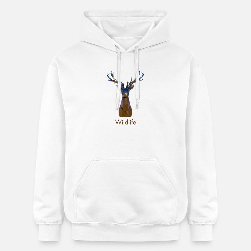 Faune géométrique des cerfs - Sweat à capuche Softstyle® Gildan Unisexe - blanc
