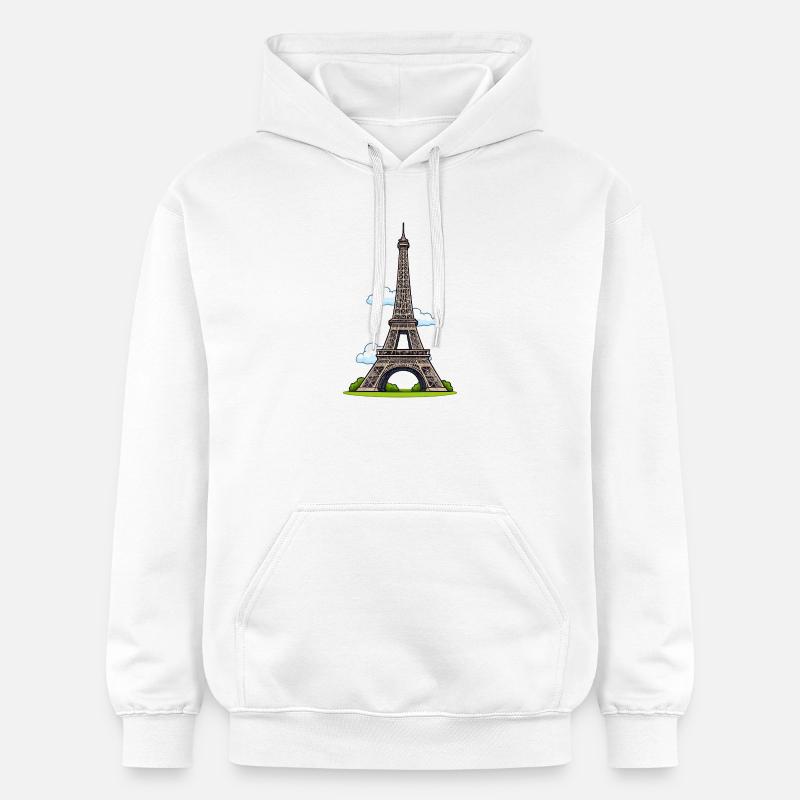 Tour Eiffel style dessin animé - Sweat à capuche Softstyle® Gildan Unisexe - blanc