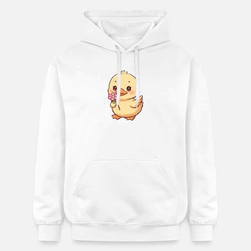 Poussin avec fleur - Sweat à capuche Softstyle® Gildan Unisexe - blanc