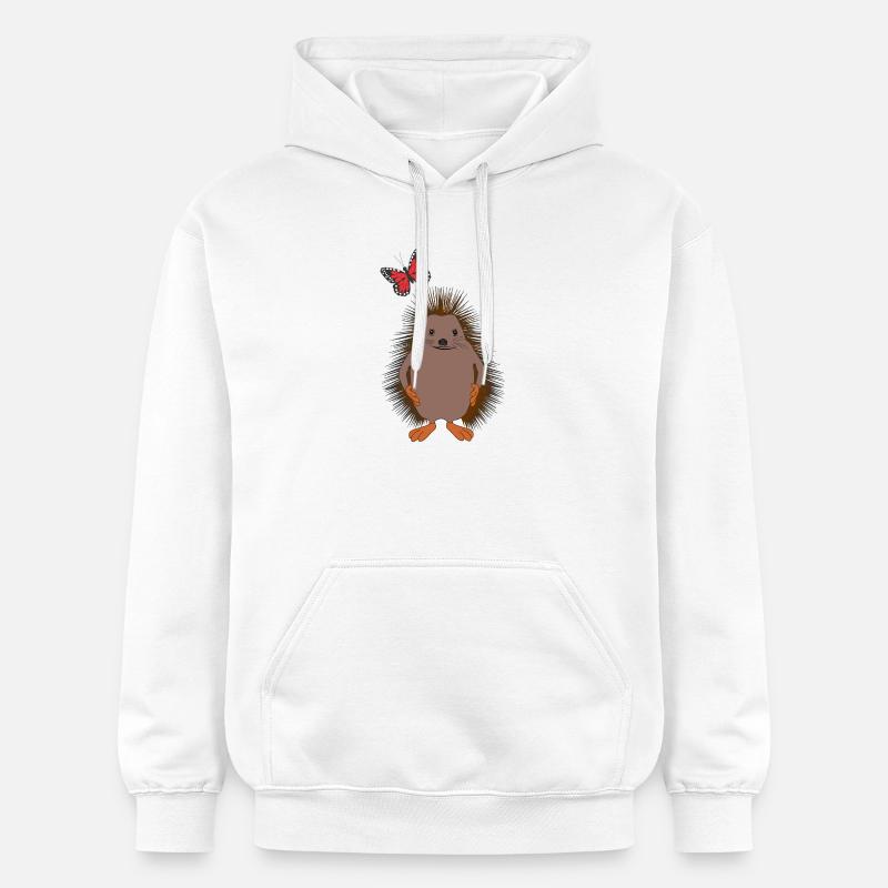 Doux hérisson & papillon – Gentillesse - Sweat à capuche Softstyle® Gildan Unisexe - blanc