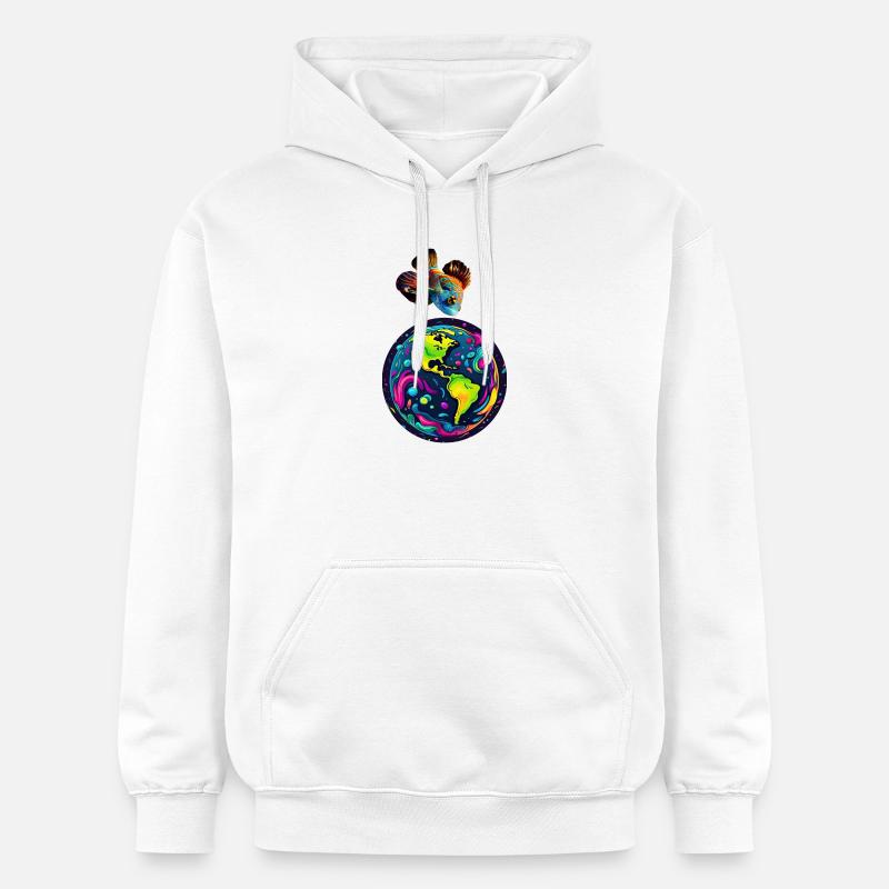 Le poisson et sa planète - Sweat à capuche Softstyle® Gildan Unisexe - blanc