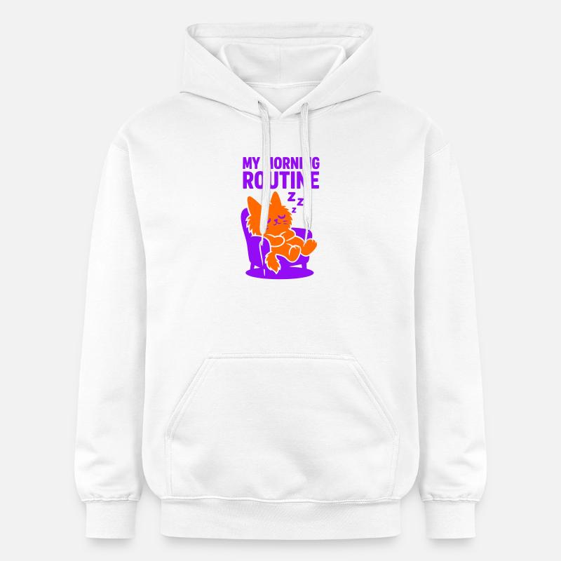 Routine matinale chat #1 - Sweat à capuche Softstyle® Gildan Unisexe - blanc