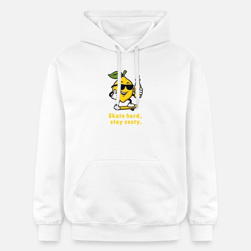 Citron sur Skateboard – Style Piquant - Sweat à capuche Softstyle® Gildan Unisexe - blanc