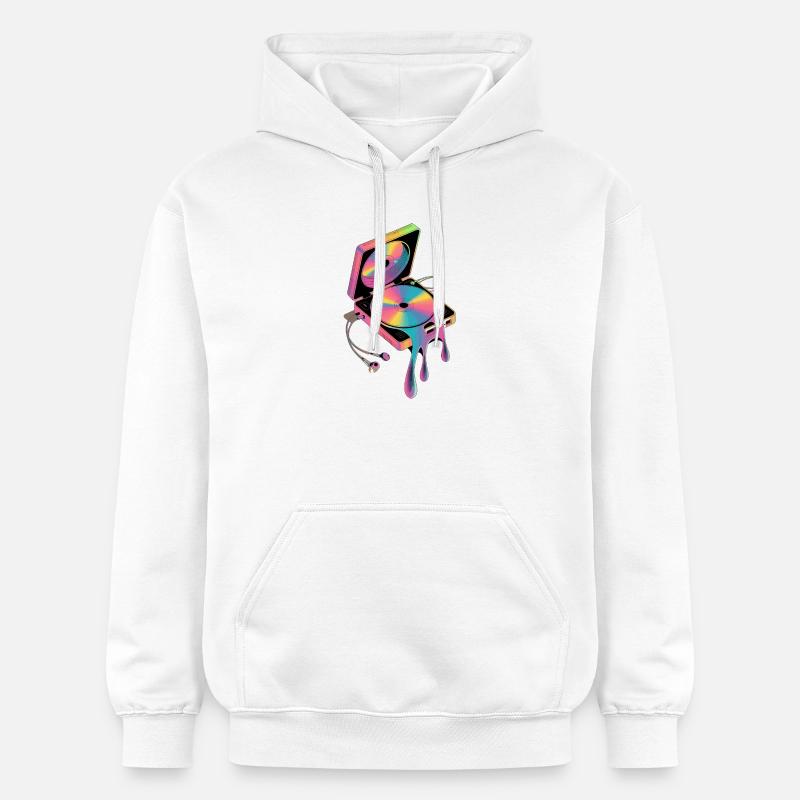  Retro Discman Psychedelic CD Player 90er - Gildan Unisex Softstyle® Midweight Hoodie - Weiß