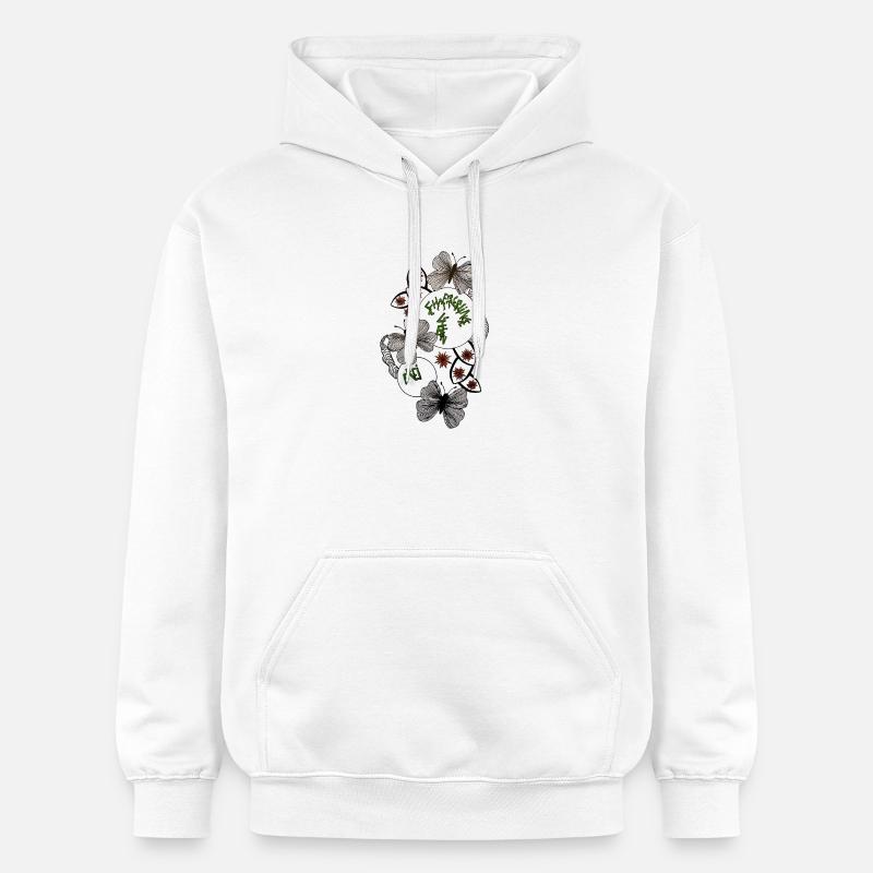 Hand Drawn Butterfly Floral Pattern - Gildan Unisex Softstyle® Midweight Hoodie - white