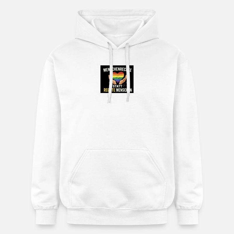Menschenrechte statt rechte Menschen - Gildan Unisex Softstyle® Midweight Hoodie - Weiß
