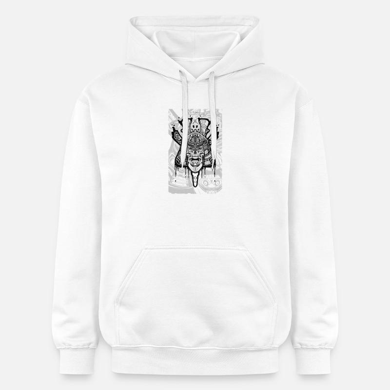 Crâne de samouraï - Sweat à capuche Softstyle® Gildan Unisexe - blanc