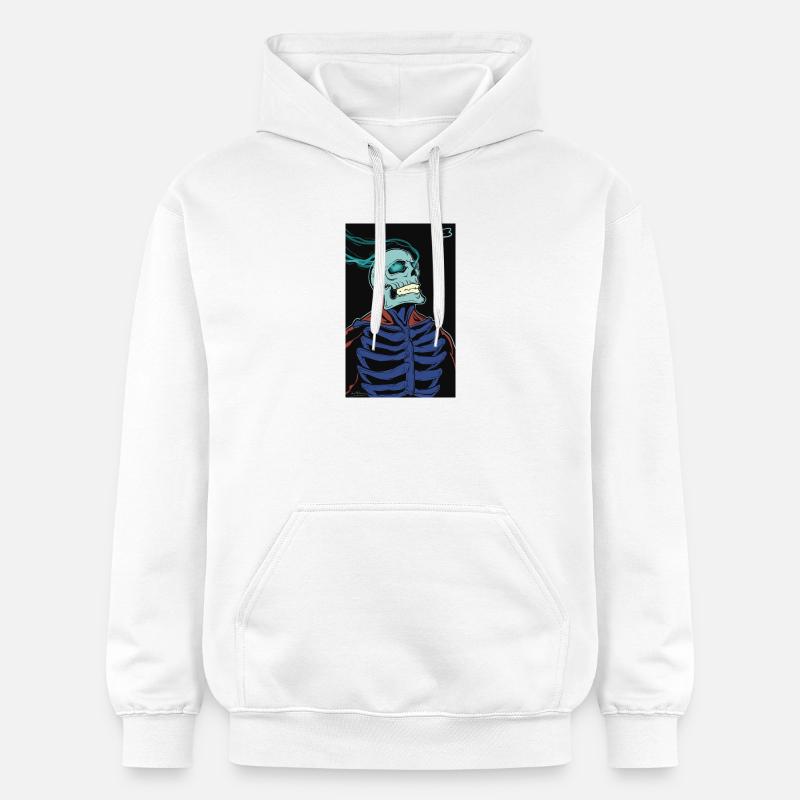 Squelette enflammé dans une cape - Sweat à capuche Softstyle® Gildan Unisexe - blanc