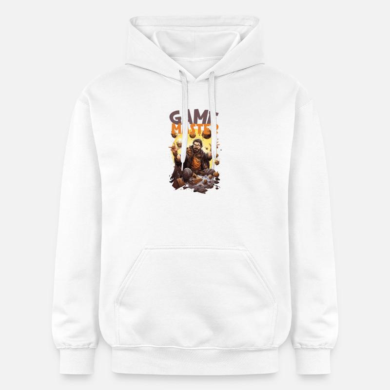 Maître de jeu avec des dés volants – RPG Nerd - Sweat à capuche Softstyle® Gildan Unisexe - blanc