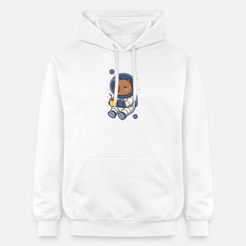 Capybara Astronaute – Café dans l’espace ☕🪐 - Sweat à capuche Softstyle® Gildan Unisexe - blanc