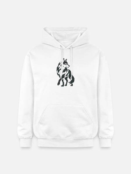 Geometrischer Wolf – Silhouette - Gildan Unisex Softstyle® Midweight Hoodie - Weiß