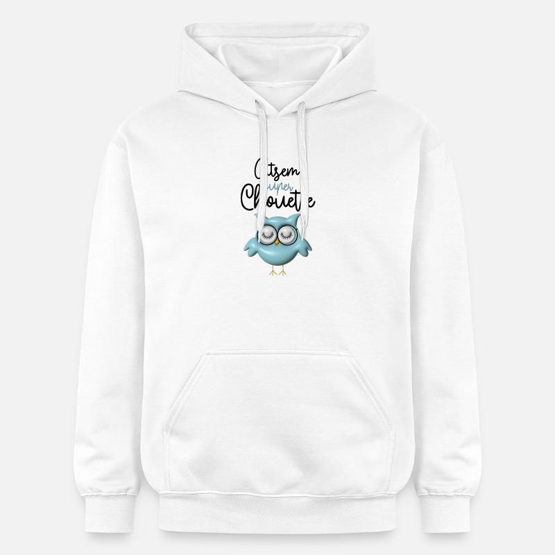 Atsem super chouette bleue 3D - Sweat à capuche Softstyle® Gildan Unisexe - blanc