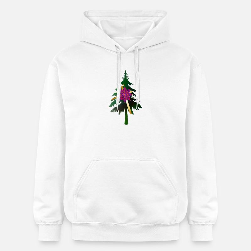 Christbaum oder Weihnachtsbaum & Geschenkschleife - Gildan Unisex Softstyle® Midweight Hoodie - Weiß