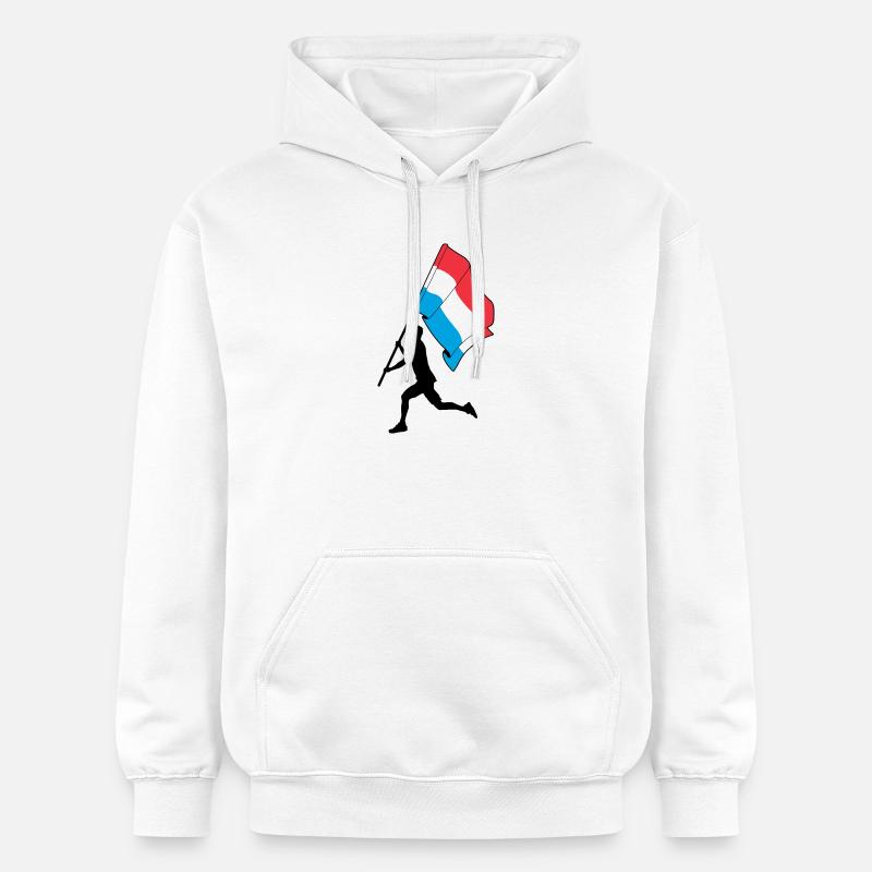 Drapeau Luxembourg homme en course - Sweat à capuche Softstyle® Gildan Unisexe - blanc