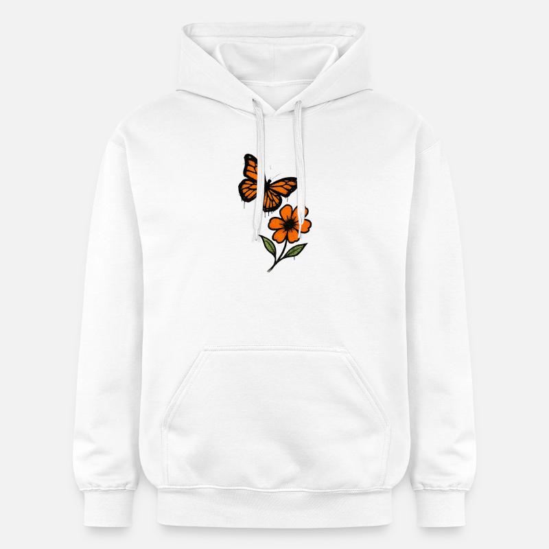 Graffiti de papillons et de fleurs - Sweat à capuche Softstyle® Gildan Unisexe - blanc