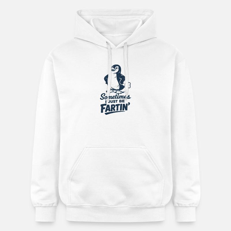 Nogle gange prutter jeg bare – pruttende pingvin - Gildan Softstyle® Midweight unisex-hoodie - hvid