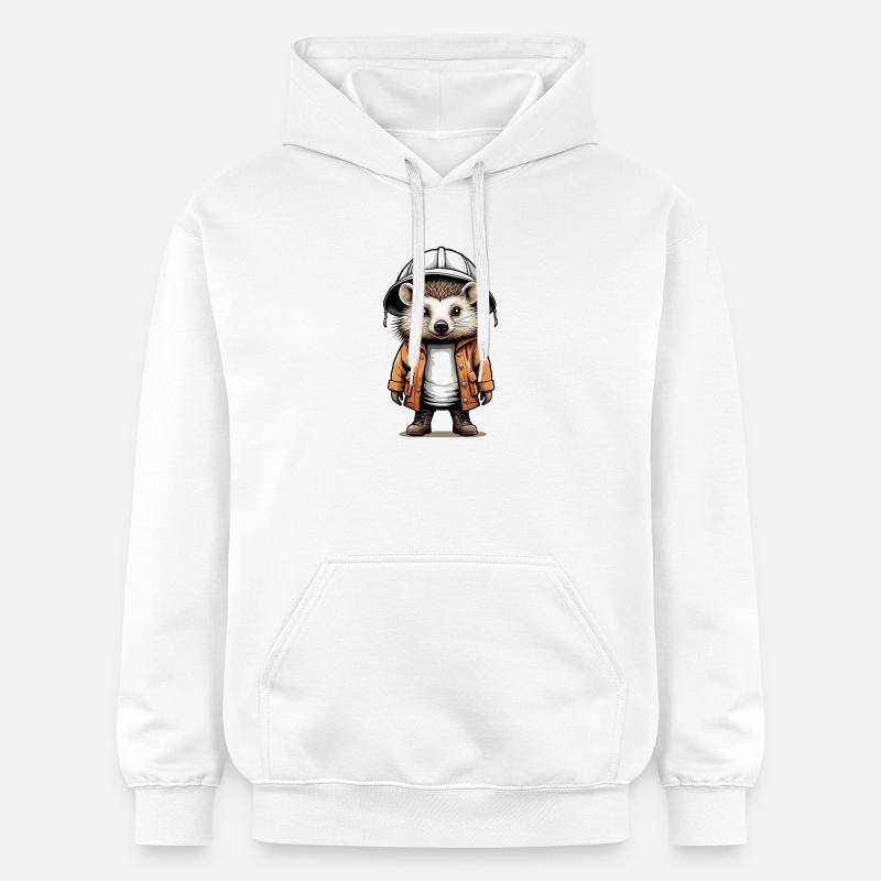 Hérisson mignon avec chapeau d’expédition - Sweat à capuche Softstyle® Gildan Unisexe - blanc