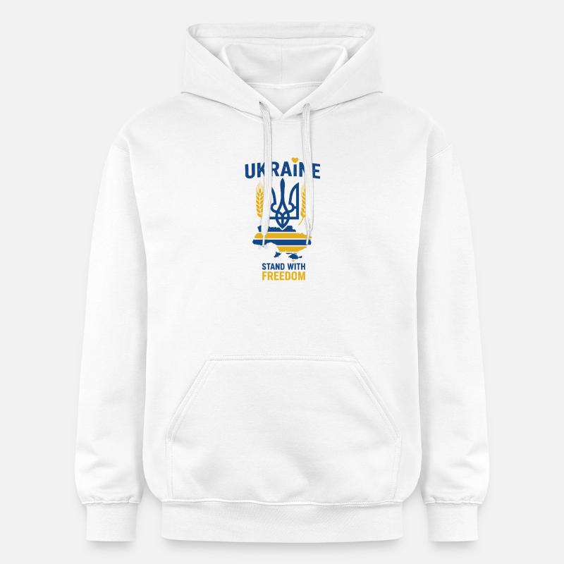 Emblème de la liberté de l’Ukraine - Sweat à capuche Softstyle® Gildan Unisexe - blanc
