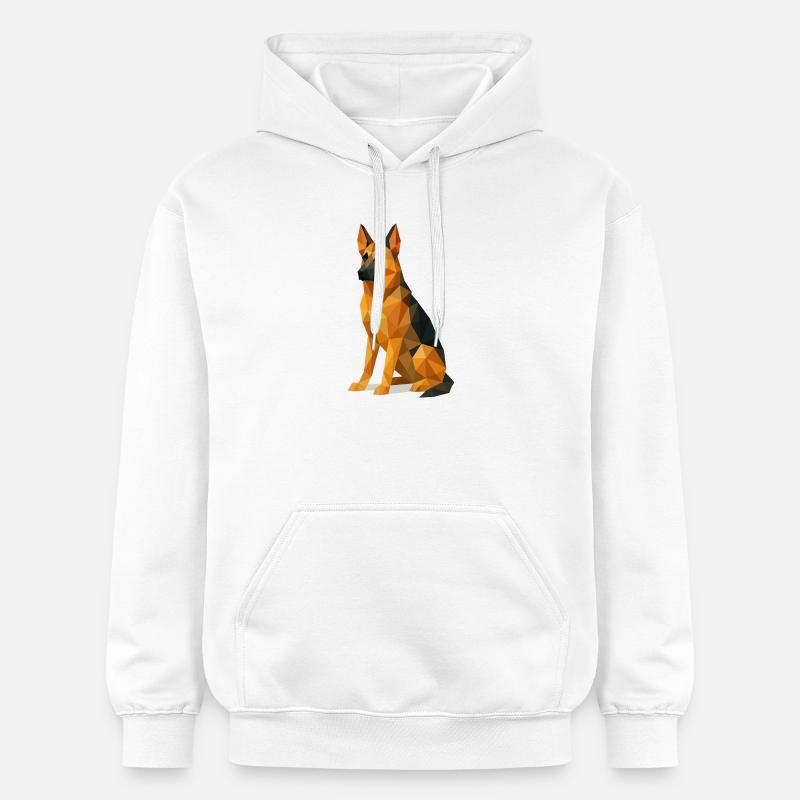 Chien Berger Allemand en Low Poly - Sweat à capuche Softstyle® Gildan Unisexe - blanc