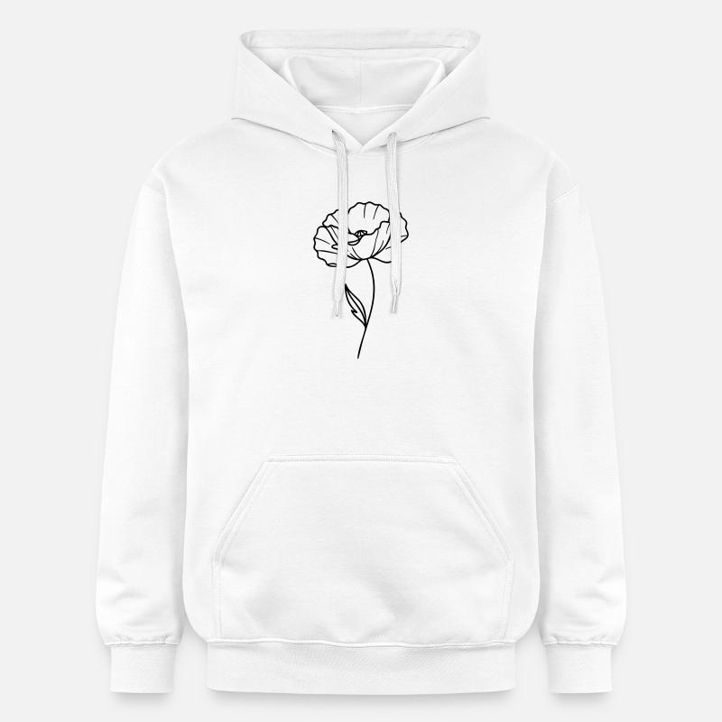 Coquelicot – Graphique linéaire, contours de fleurs - Sweat à capuche Softstyle® Gildan Unisexe - blanc