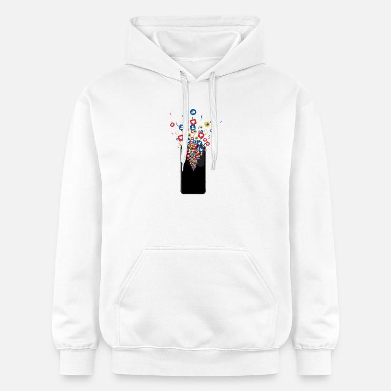 Le smartphone aime les feux d’artifice - Sweat à capuche Softstyle® Gildan Unisexe - blanc