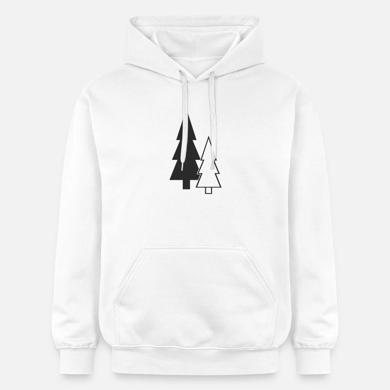 Sapins en silhouette forestière - Sweat à capuche Softstyle® Gildan Unisexe - blanc