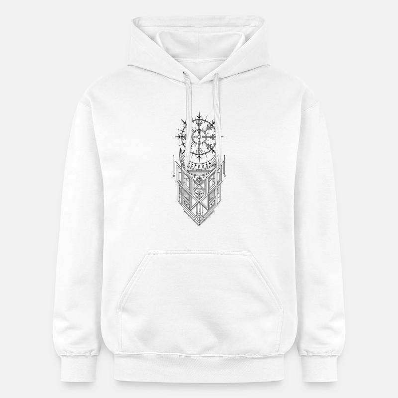 Vegvisir Runes Compass - Vikings Celtes germanique - Sweat à capuche Softstyle® Gildan Unisexe - blanc