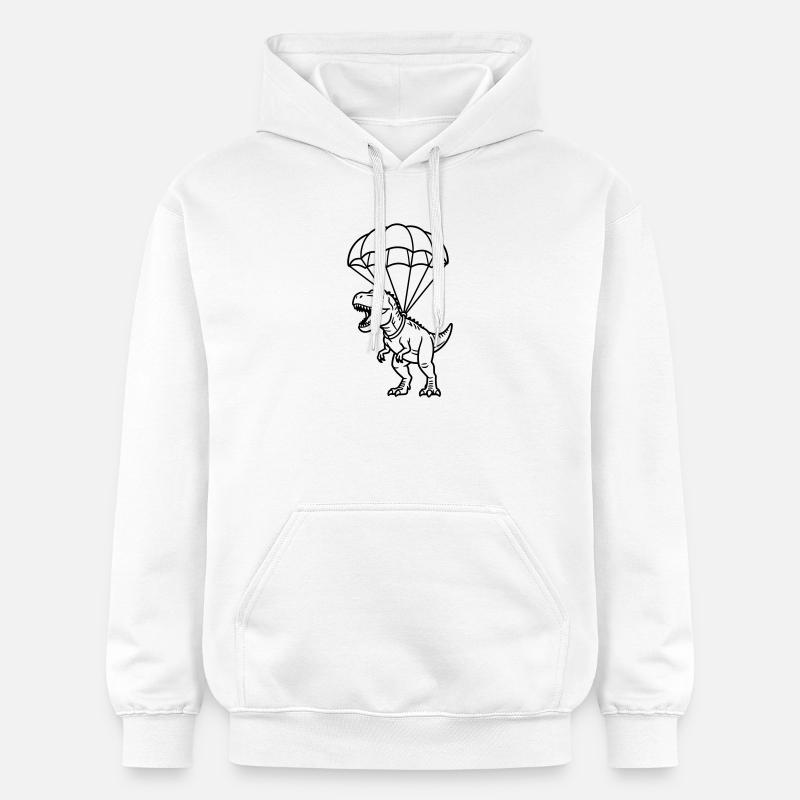 T Rex avec parachute - Sweat à capuche Softstyle® Gildan Unisexe - blanc