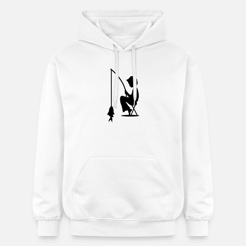 Junge angelt einen Fisch - Gildan Unisex Softstyle® Midweight Hoodie - Weiß