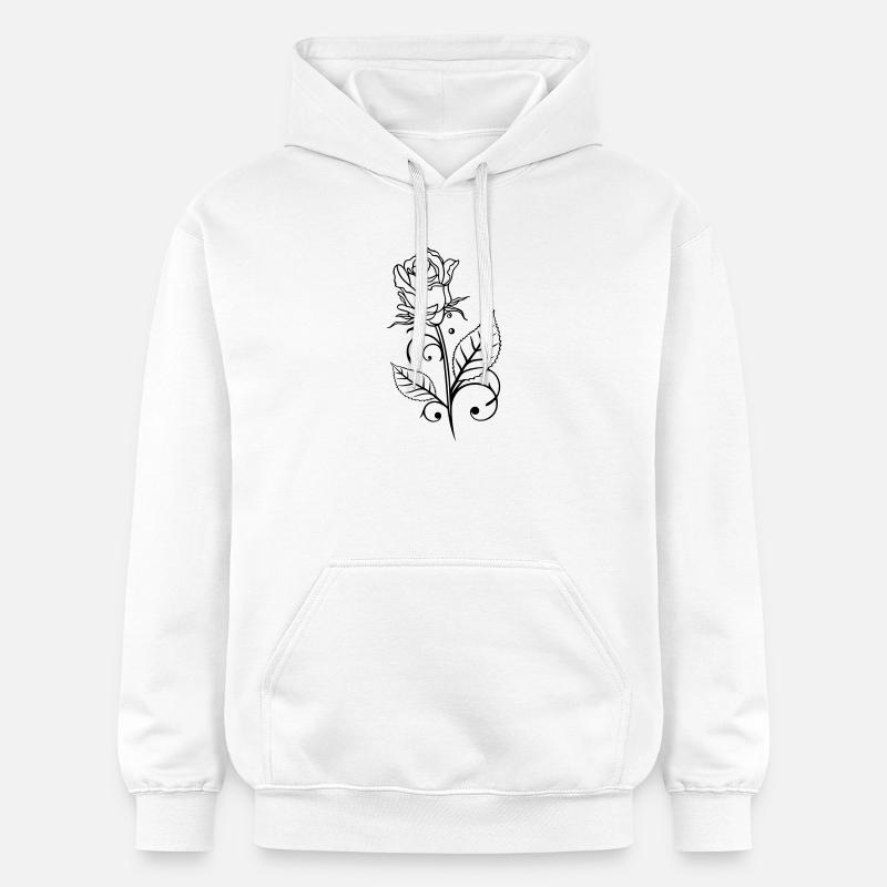 Rose avec feuilles - Sweat à capuche Softstyle® Gildan Unisexe - blanc