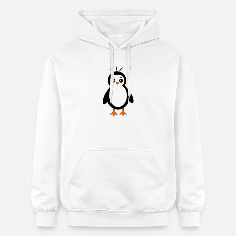 Pingouin Oiseau Face Yeux Mignons - Sweat à capuche Softstyle® Gildan Unisexe - blanc