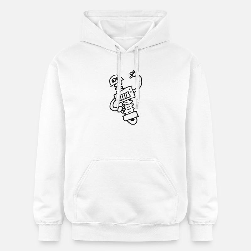 Dessin de robot de câble spiralé - Sweat à capuche Softstyle® Gildan Unisexe - blanc