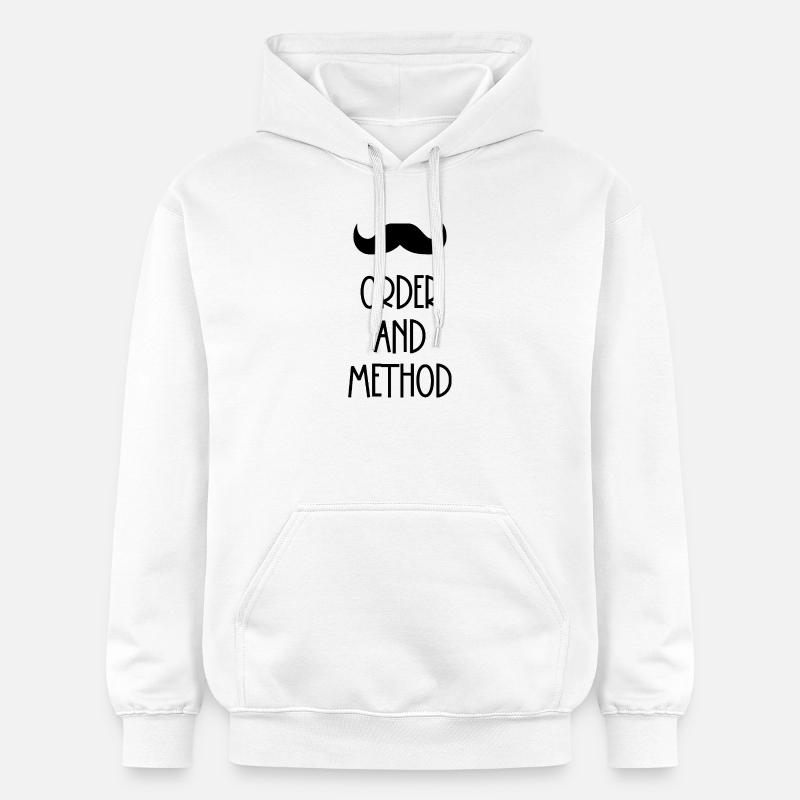 Ordre et méthode Poirot moustache - Sweat à capuche Softstyle® Gildan Unisexe - blanc