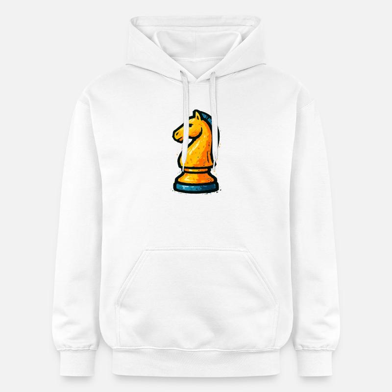 Dominez l'Échiquier: Cavalier Stratégique - Sweat à capuche Softstyle® Gildan Unisexe - blanc