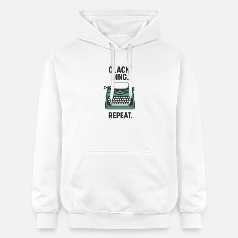 Klack Ding Repeat | Machine à écrire - Sweat à capuche Softstyle® Gildan Unisexe - blanc