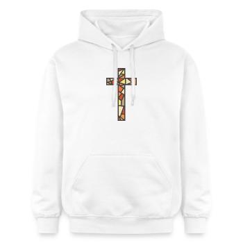 Stained Glass Cross - Gildan Unisex Softstyle® Midweight Hoodie - white - Front - Liana (172cm) & Jaron (178cm)