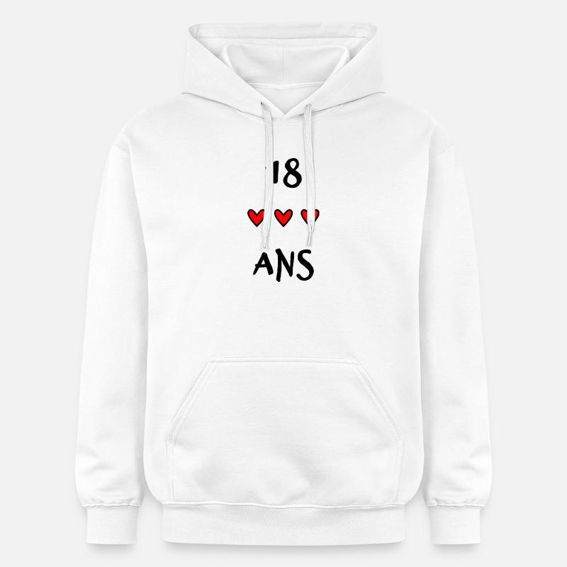 18. 18 ANS. 18e ANNIVERSAIRE. ANNIVERSAIRE 18 ANS. - Sweat à capuche Softstyle® Gildan Unisexe - blanc