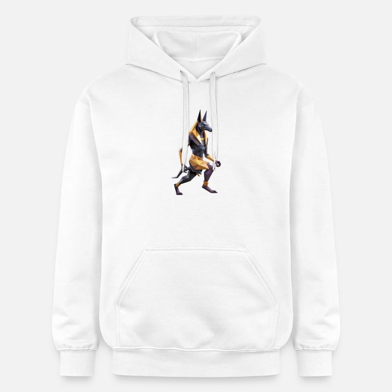 Anubis - Cool Low Poly Logo - Sweat à capuche Softstyle® Gildan Unisexe - blanc