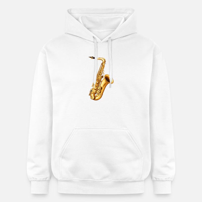 Motif du saxophone doré - Sweat à capuche Softstyle® Gildan Unisexe - blanc
