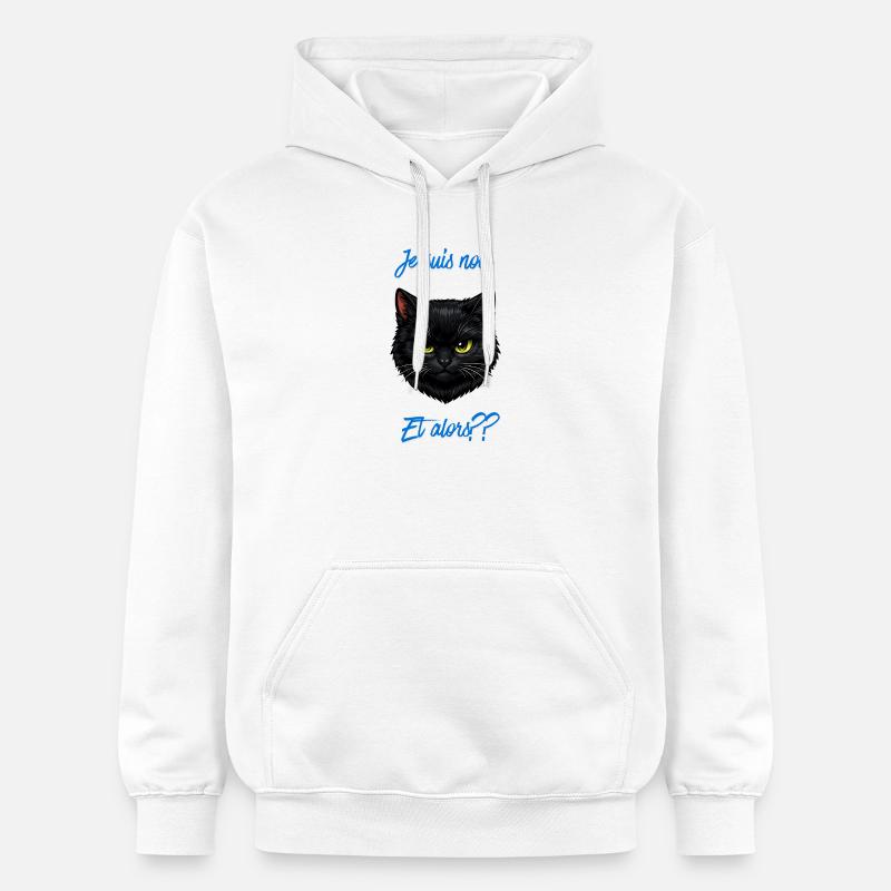 Chat noir audacieux et alors?? - Sweat à capuche Softstyle® Gildan Unisexe - blanc